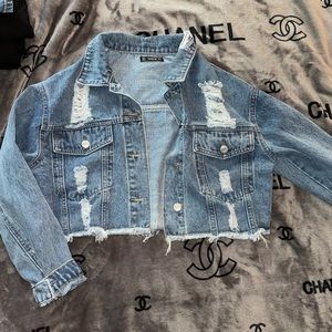 shein cropped jean jacket